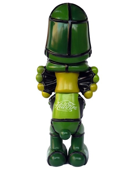 Irish Deathead Smurks figure by David Flores, produced by Blackbook Toy. Back view.