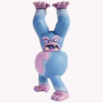 Yeti - Blue figure by Eric Pause, produced by Kidrobot. Side view.
