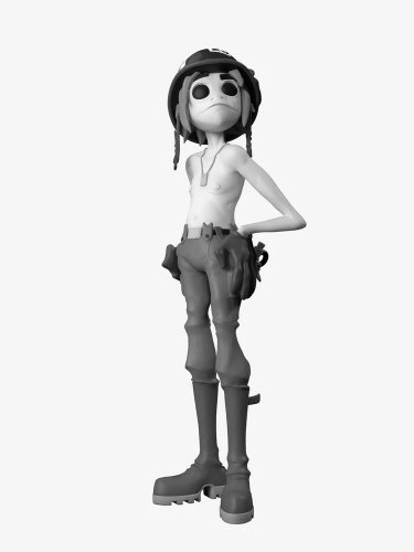 2D Dirty Harrry - Grey figure by Jamie Hewlett, produced by Superplastic. Front view.