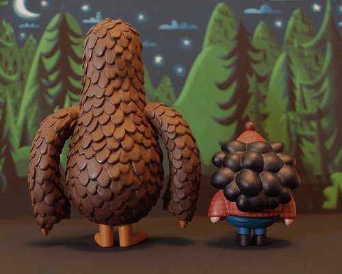 Salvatore and George figure by Invisible Creature, produced by Super7. Back view.
