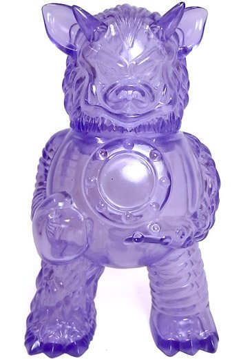 Partyball - Clear Purple figure by Paul Kaiju, produced by Super7. Front view.
