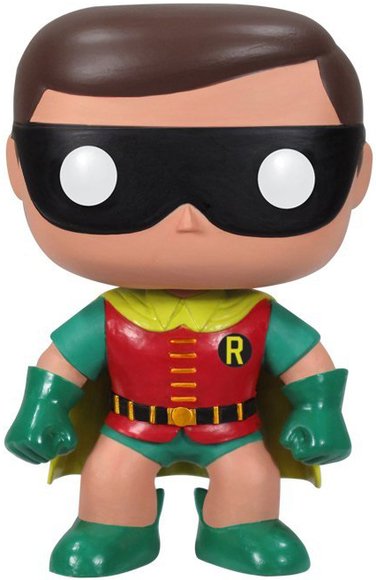 POP! Heroes - Robin 1966 figure by Dc Comics, produced by Funko. Front view.