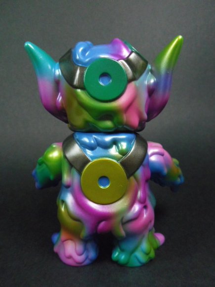 Ooze Bat - Blue Metallic figure by Chanmen, produced by Super7. Back view.