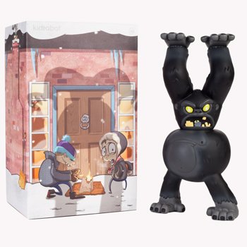 Yeti - Black figure by Eric Pause, produced by Kidrobot. Packaging.