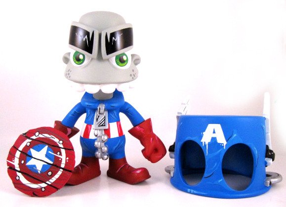 Captain America Mork figure by Maloone. Front view.