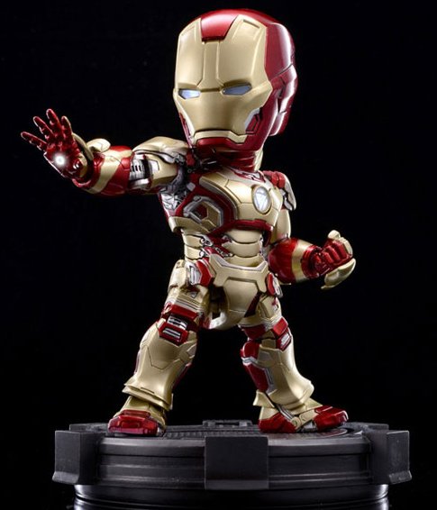 Hybrid Metal Figuration #010 Iron Man3 - Iron Man Mark 42 figure by Marvel, produced by Herocross. Side view.