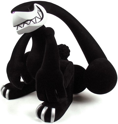 Black Flocked Grabbit figure by Touma, produced by Play Imaginative. Front view.