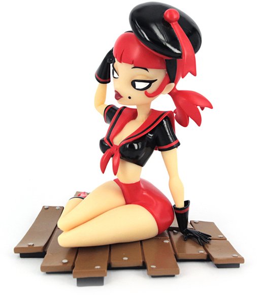 Sailor Trixie - Devil Edition figure by Andrew Hickinbottom, produced by Mighty Jaxx. Side view.