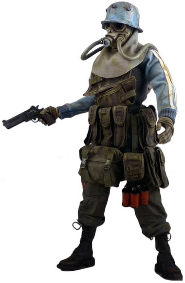Marquis De Plume figure by Ashley Wood, produced by Threea. Front view.