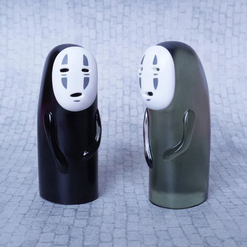No-Face (Kaonashi) Black and Clear set figure by Sander Dinkgreve, produced by Flawtoys. Front view.