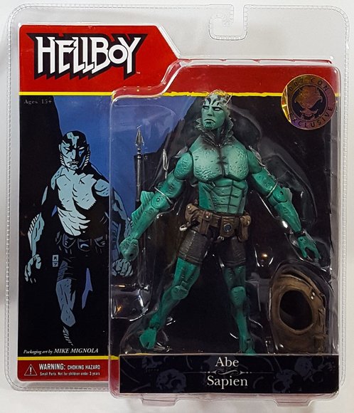 Abe Sapien - SDCC 07 Exclusive figure by Mike Mignola, produced by Mezco Toyz. Packaging.