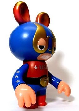 American Lucha Bear figure by Itokin Park, produced by Super7. Side view.