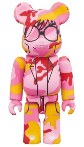 ANDY WARHOL Camo Ver. BE@RBRICK 100% figure, produced by Medicom Toy. Front view.