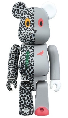 atmos x STAPLE BE@RBRICK 100% figure, produced by Medicom Toy. Front view.