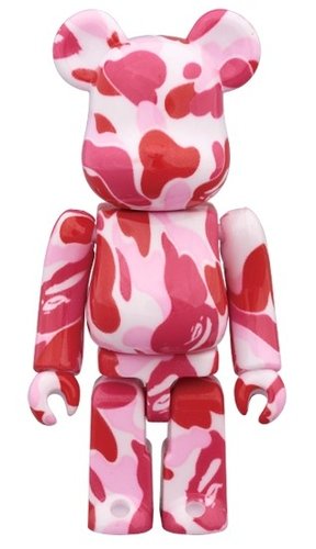 BAPE-ABC Pink BE@RBRICK 100% figure, produced by Medicom Toy. Front view.
