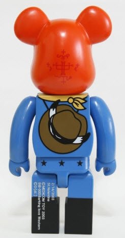 Barking love Western Be@rbrick 100% figure, produced by Medicom Toy. Back view.
