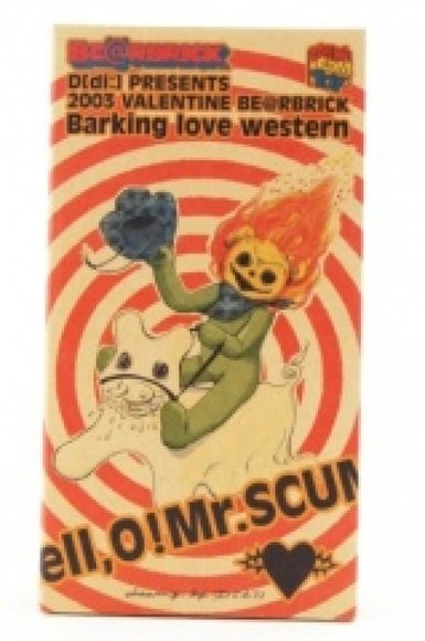 Barking love Western Be@rbrick 100% figure, produced by Medicom Toy. Packaging.