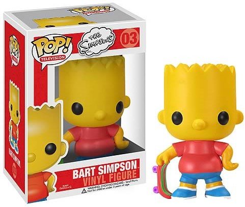 Bart Simpson figure by Matt Groening, produced by Funko. Packaging.