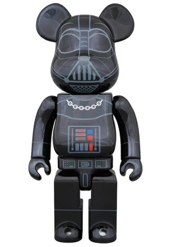 BE@RBRICK DARTH VADER(TM) CHROME Ver.400% figure by Lucasfilm Ltd., produced by Medicom Toy. Front view.