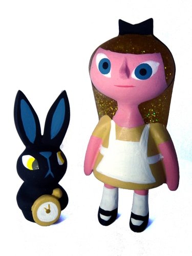 Black Rabbit Alice figure by Amanda Visell. Front view.
