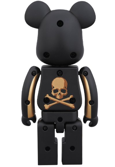 Gold Stripe Be@rbrick 200% figure by Mastermind Japan, produced by Medicom Toy X Bandai. Back view.