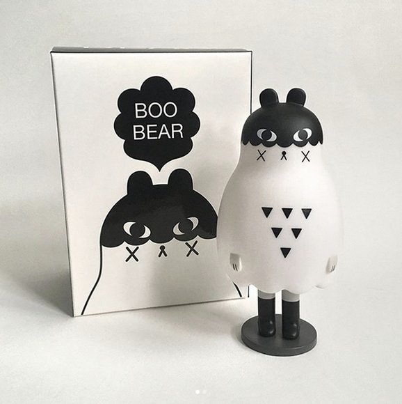 Boo Bear figure by Andrea Kang, produced by Mighty Jaxx. Packaging.