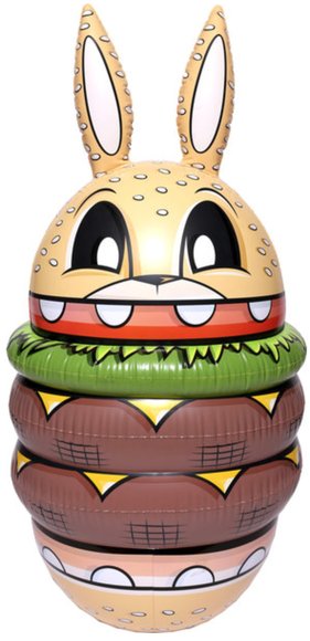 Burger Bunny Bop Bag figure by Joe Ledbetter, produced by The Loyal Subjects. Front view.