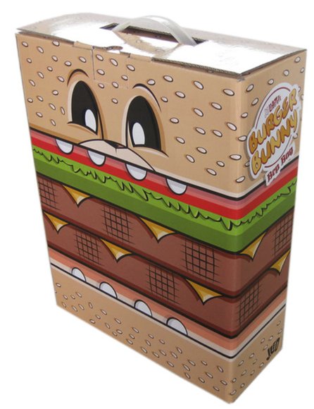 Burger Bunny Bop Bag figure by Joe Ledbetter, produced by The Loyal Subjects. Packaging.