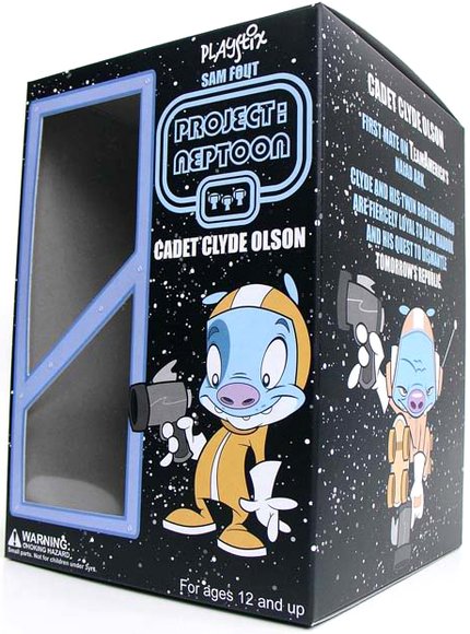 Cadet Clyde Olson figure by Sam Fout, produced by Play Imaginative. Packaging.