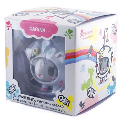 Carina figure by Simone Legno (Tokidoki), produced by Strangeco. Packaging.