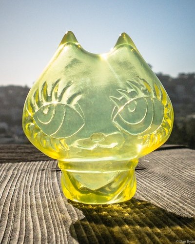 Cat--Clear Yellow figure by Devilrobots, produced by Wonderwall. Front view.