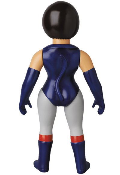 Catwoman Retro Sofubi figure by Dc Comics, produced by Medicom Toy. Back view.