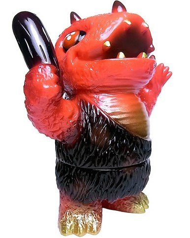 Caveman Dinosaur - Volcano Fire figure by Josh Herbolsheimer, produced by Super7. Front view.