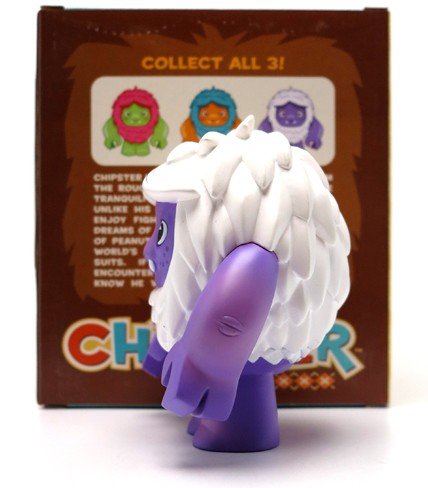 Chipster - Purple figure by Scott Tolleson, produced by Stolle Art. Side view.