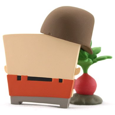 Cleabus the Radish Farmer figure by Christopher Lee, produced by Wheatywheat. Back view.