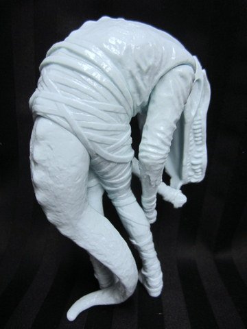 Cococroc - White (Unpainted) figure by Pushead, produced by Cosmo Liquid Garage Toy. Back view.