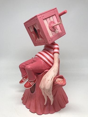 Coozie: Pink Love Edition figure by Nathan Ota, produced by 3D Retro. Side view.