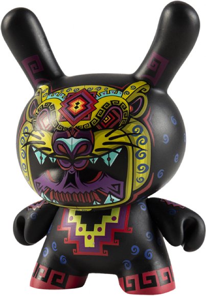 Cosmic Jaguar 5 Dunny figure by Jesse Hernandez, produced by Kidrobot. Front view.