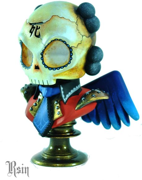 Custom Skullhead Bust figure by Rsinart. Front view.