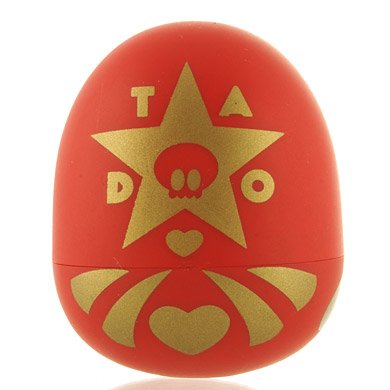 Daruma figure by Tado, produced by Kidrobot. Back view.