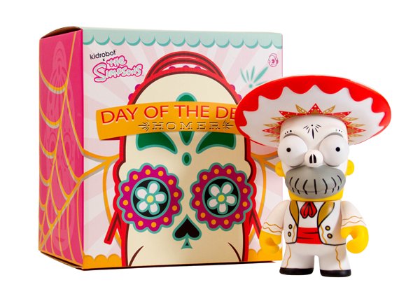 Day of the Dead Mariachi Homer figure, produced by Kidrobot. Packaging.