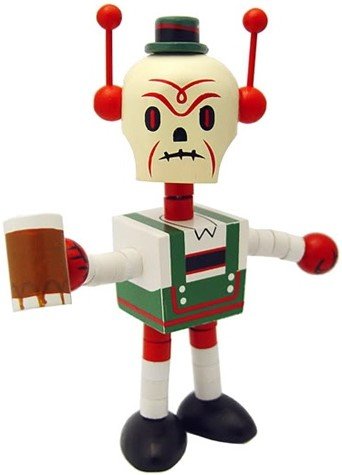 Gama-Go Deathbot - Lederhosen figure by Tim Biskup, produced by Ningyoushi. Front view.