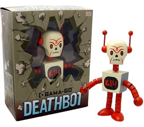 Gama-Go Deathbot figure by Tim Biskup, produced by Ningyoushi. Packaging.
