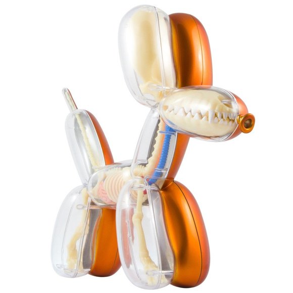 Deep Persimmon Balloon Dog Funny Anatomy figure by Jason Freeny, produced by 4D Master X Mighty Jaxx. Side view.