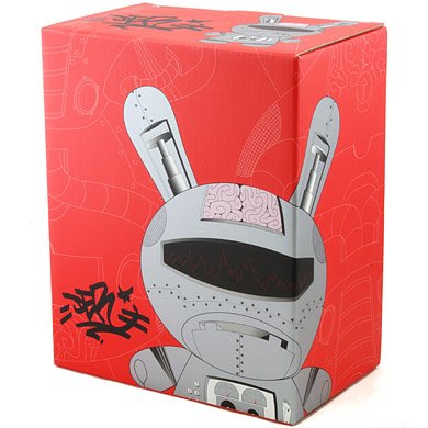 robodunny figure by Der, produced by Kidrobot. Packaging.