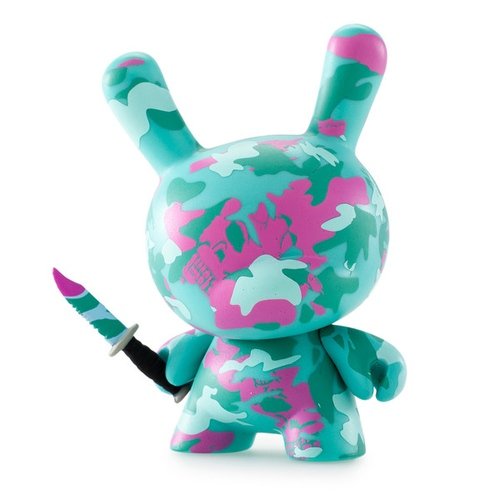 Destroy Camo figure by Mishka, produced by Kidrobot X Mishka. Front view.