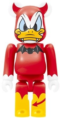 Donald Duck Be@rbrick 100% - Devil Ver. figure by Disney, produced by Medicom Toy. Front view.