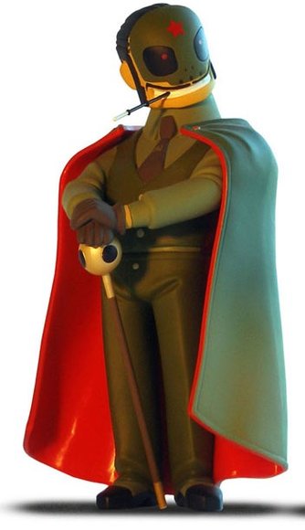 Dr. Destruction - Red Tide Rising figure by Frank Kozik, produced by Muttpop. Front view.