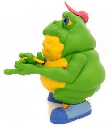 Drug Em KillFrog - The Sugar Smack BullFrog figure by Ron English, produced by Popaganda. Side view.
