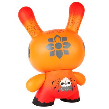 Dunny 20 Orange Drop figure by Andrew Bell, produced by Kidrobot. Back view.